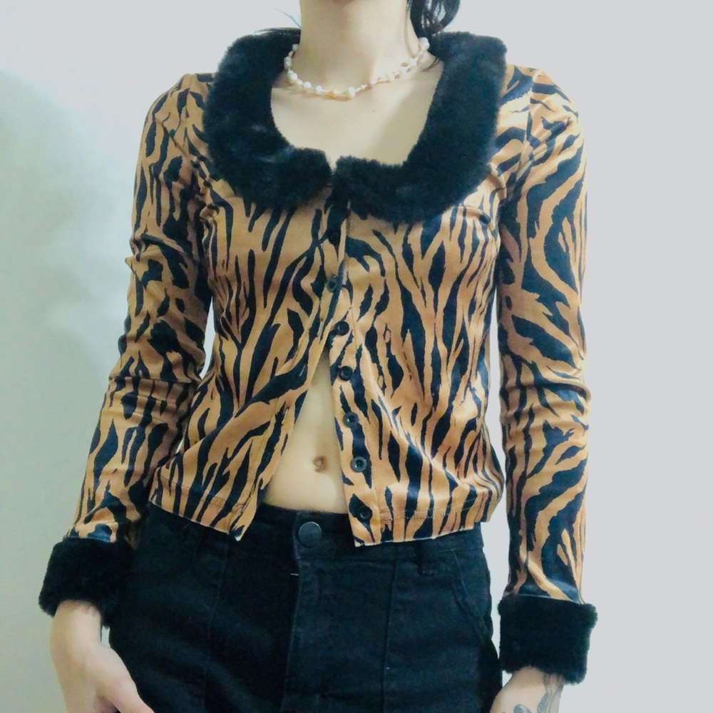 Animal Print Faux Fur Blouse